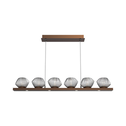 Mesa Linear LED Chandelier in Burnished Bronze/Smoke Blown Glass (44-Inch).