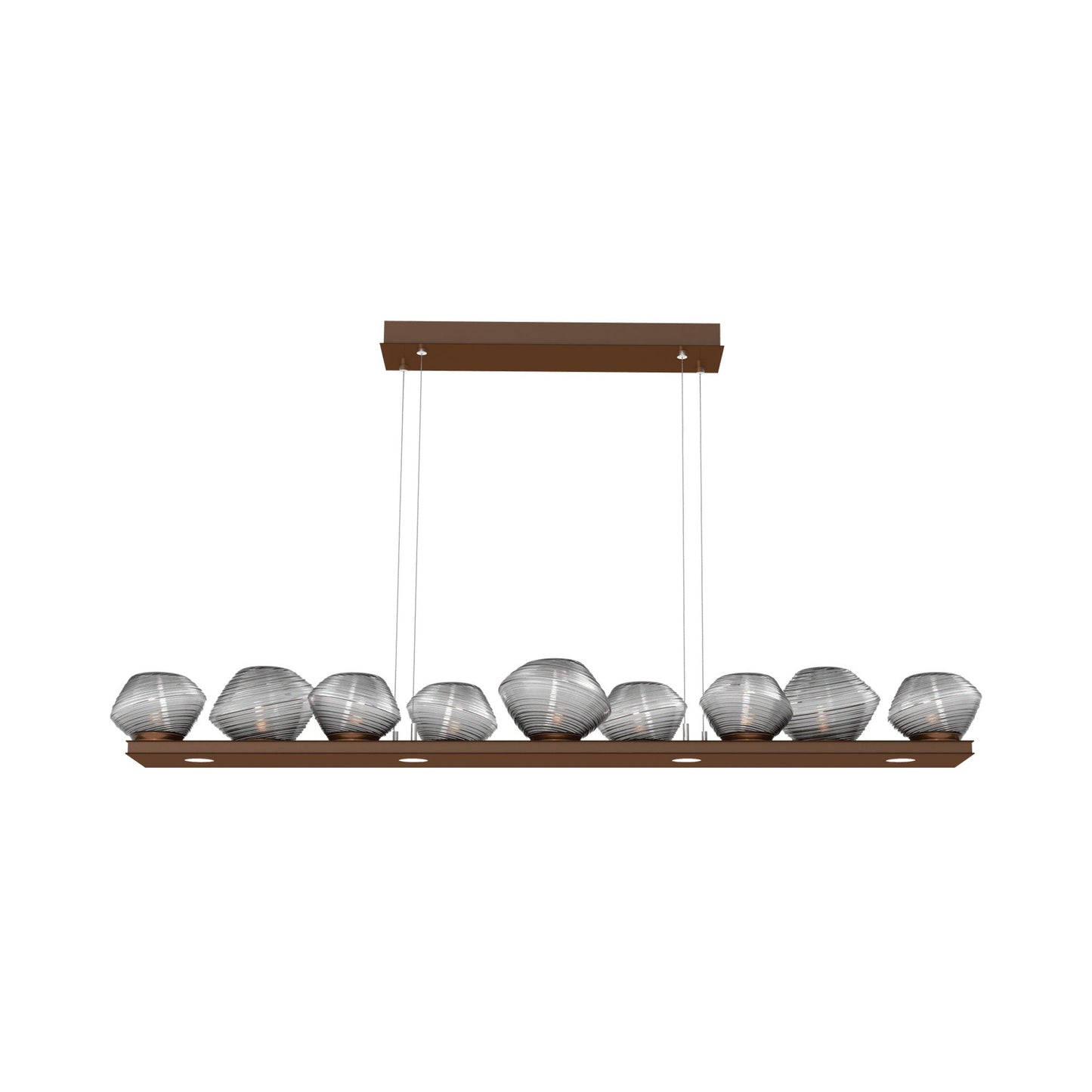 Mesa Linear LED Chandelier in Burnished Bronze/Smoke Blown Glass (58.9-Inch).