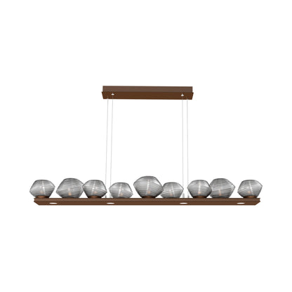 Mesa Linear LED Chandelier in Burnished Bronze/Smoke Blown Glass (58.9-Inch).