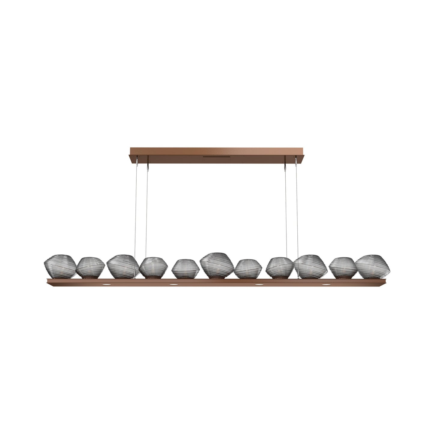 Mesa Linear LED Chandelier in Burnished Bronze/Smoke Blown Glass (75.5-Inch).