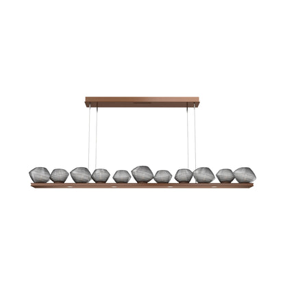 Mesa Linear LED Chandelier in Burnished Bronze/Smoke Blown Glass (75.5-Inch).