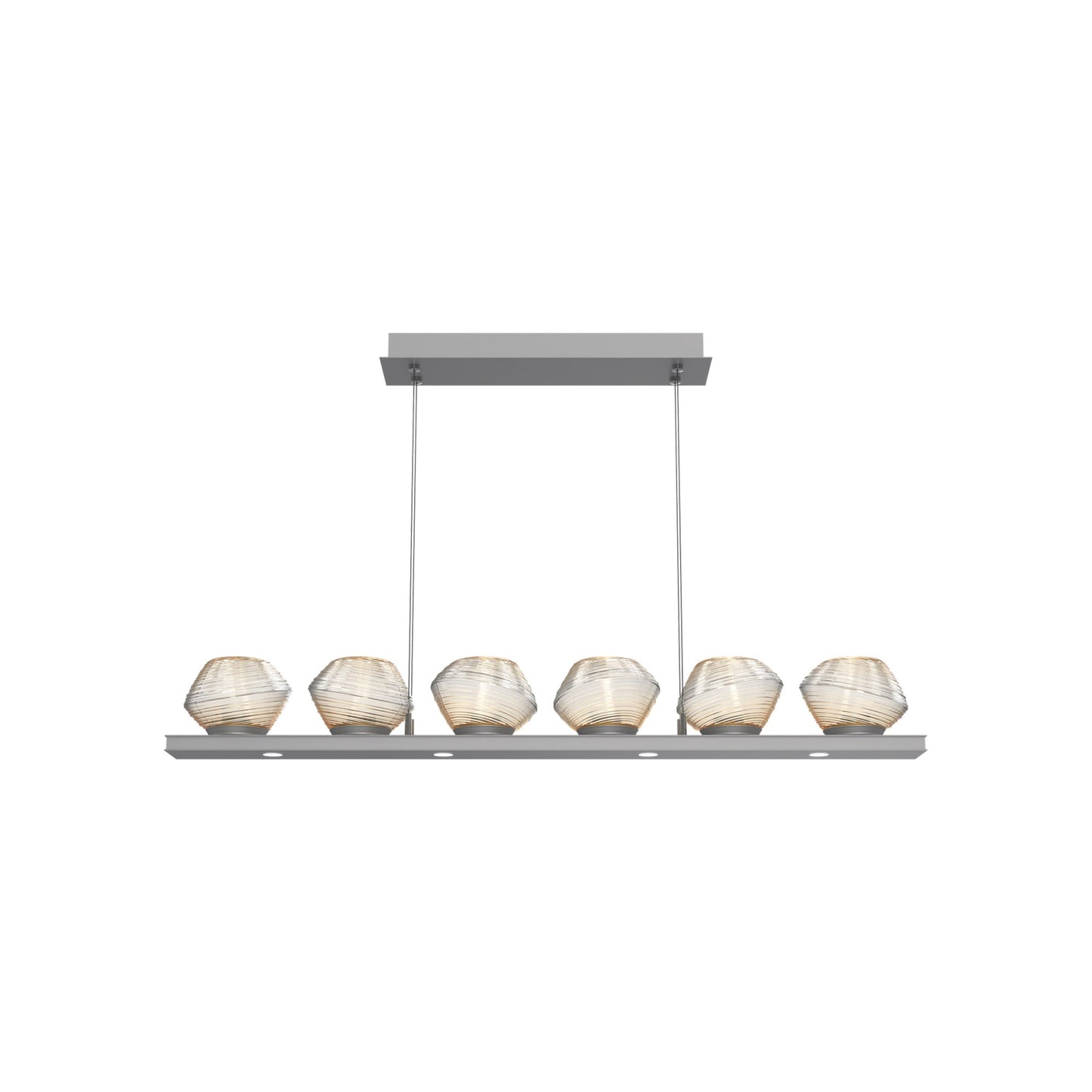 Mesa Linear LED Chandelier in Classic Silver/Amber Blown Glass (44-Inch).