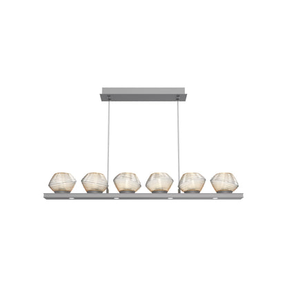 Mesa Linear LED Chandelier in Classic Silver/Amber Blown Glass (44-Inch).