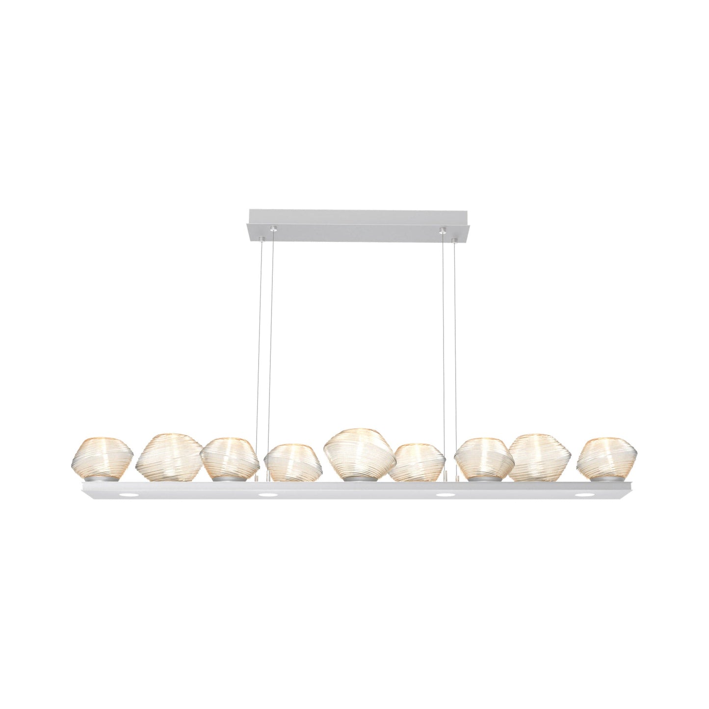Mesa Linear LED Chandelier in Classic Silver/Amber Blown Glass (58.9-Inch).