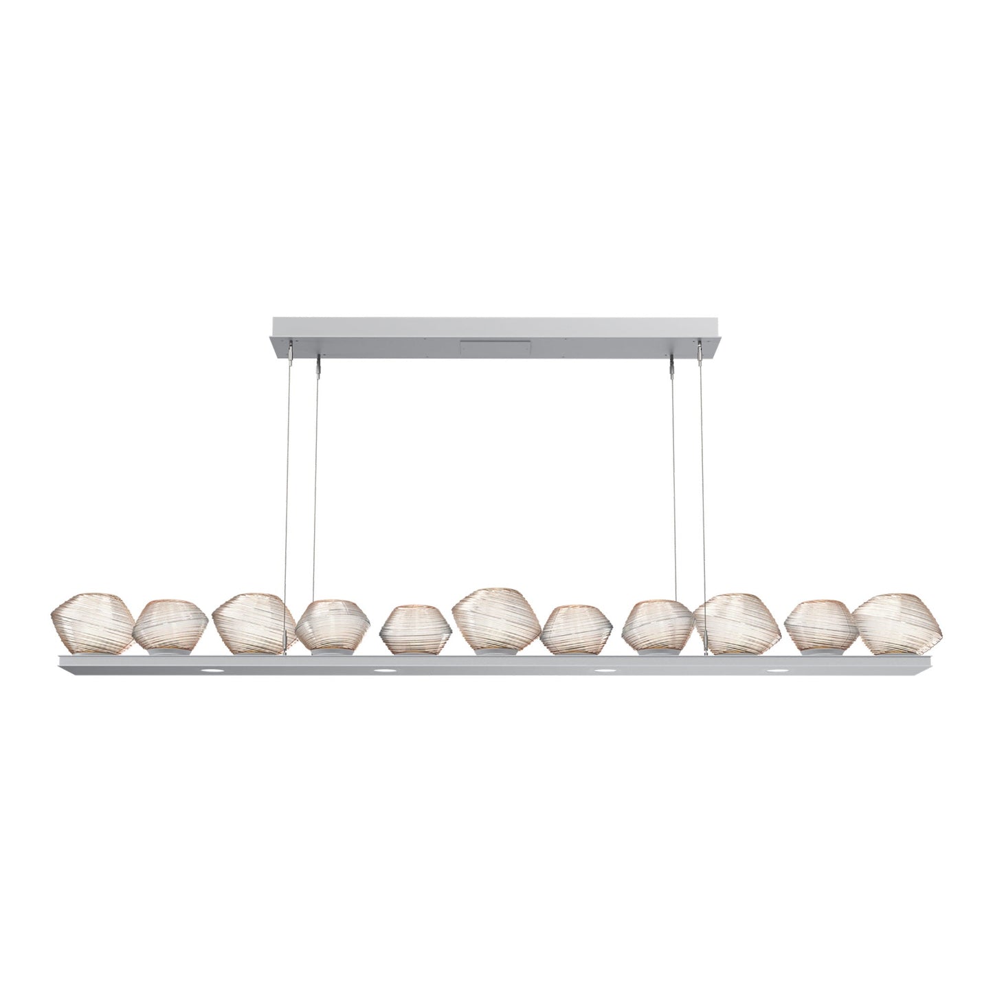 Mesa Linear LED Chandelier in Classic Silver/Amber Blown Glass (75.5-Inch).