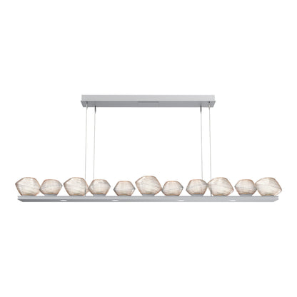 Mesa Linear LED Chandelier in Classic Silver/Amber Blown Glass (75.5-Inch).
