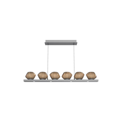 Mesa Linear LED Chandelier in Classic Silver/Bronze Blown Glass (44-Inch).