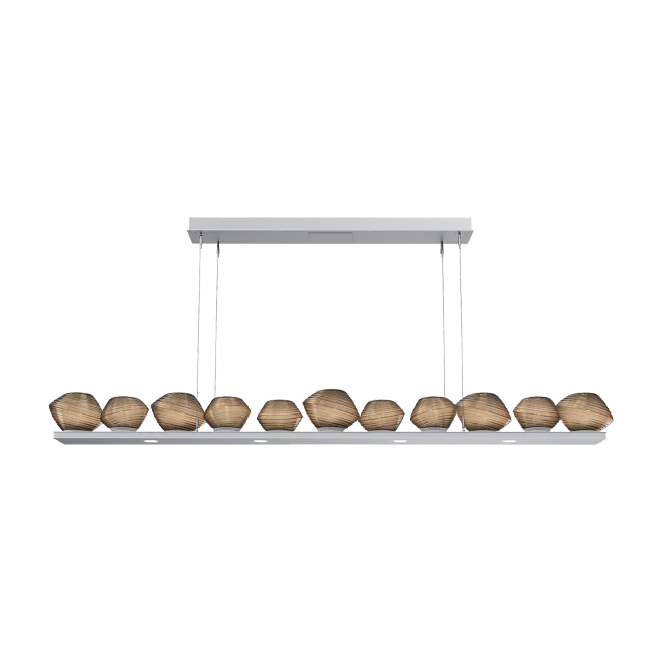 Mesa Linear LED Chandelier in Classic Silver/Bronze Blown Glass (75.5-Inch).