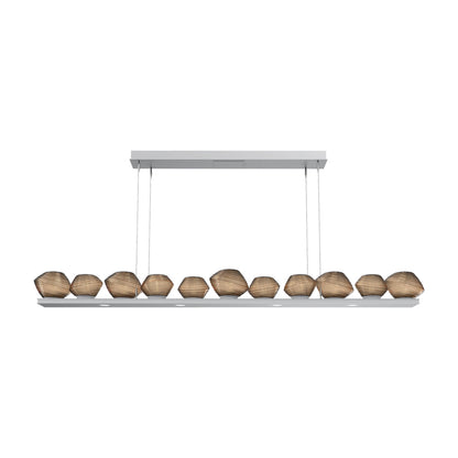 Mesa Linear LED Chandelier in Classic Silver/Bronze Blown Glass (75.5-Inch).