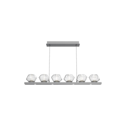 Mesa Linear LED Chandelier in Classic Silver/Clear Blown Glass (44-Inch).