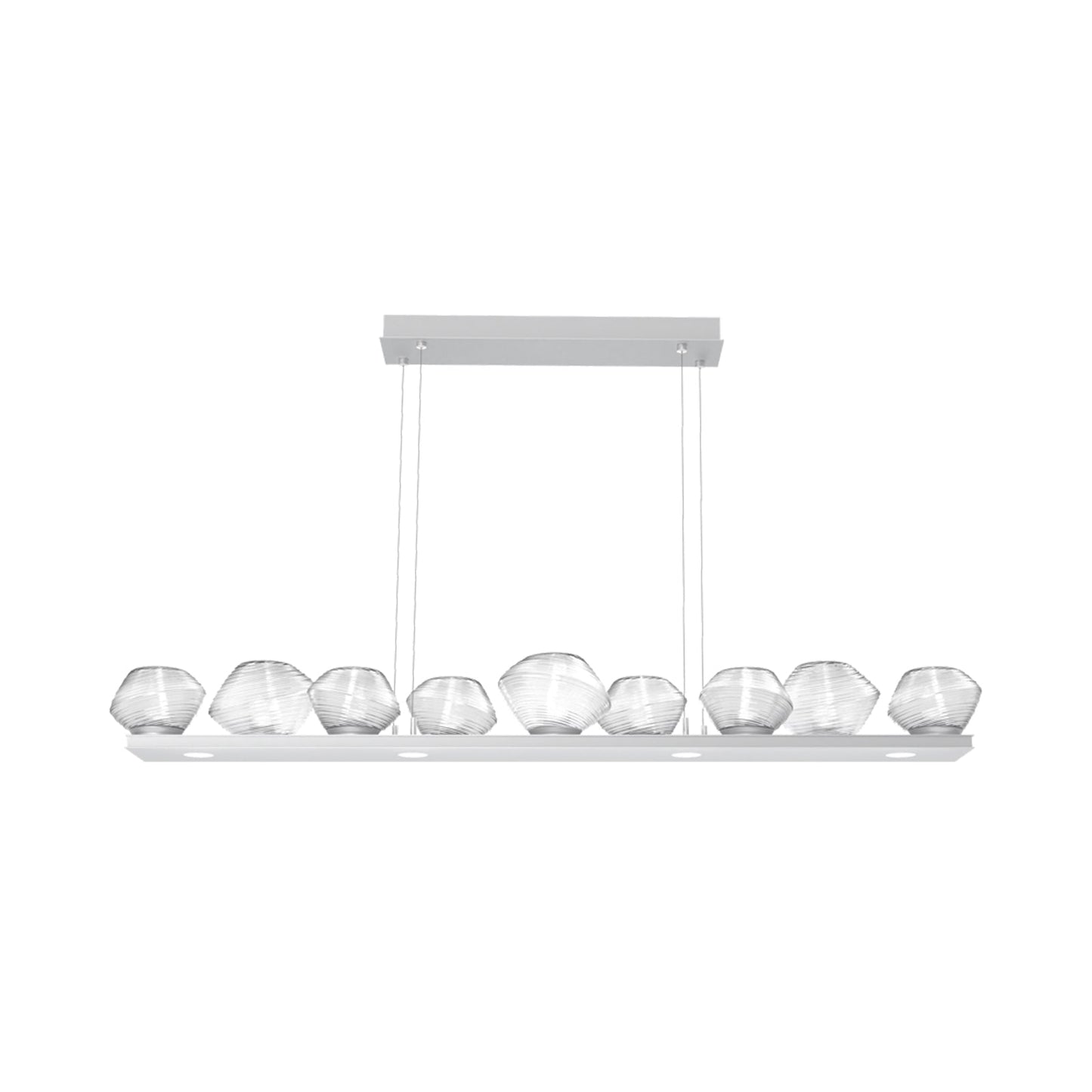 Mesa Linear LED Chandelier in Classic Silver/Clear Blown Glass (58.9-Inch).