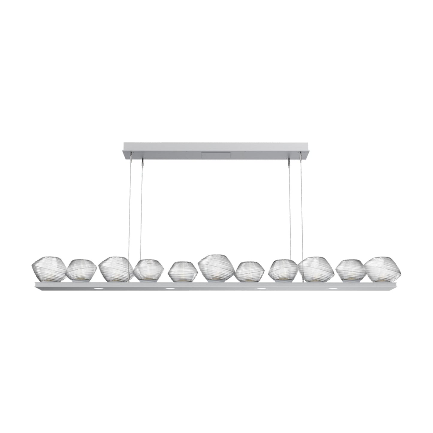 Mesa Linear LED Chandelier in Classic Silver/Clear Blown Glass (75.5-Inch).