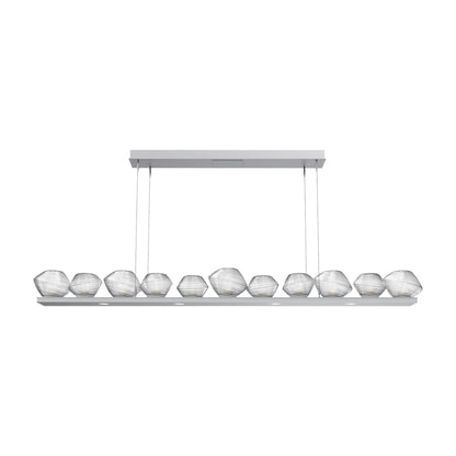 Mesa Linear LED Chandelier in Classic Silver/Clear Blown Glass (75.5-Inch).