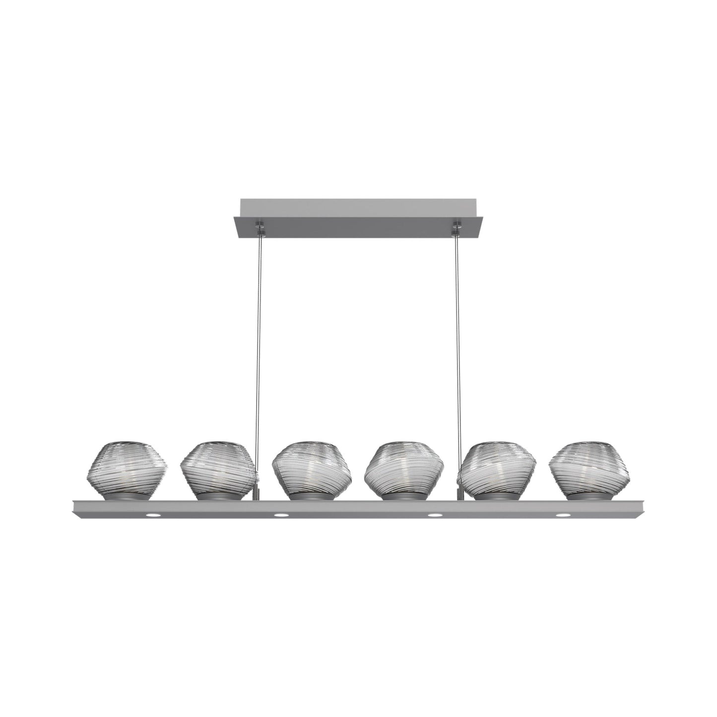 Mesa Linear LED Chandelier in Classic Silver/Smoke Blown Glass (44-Inch).