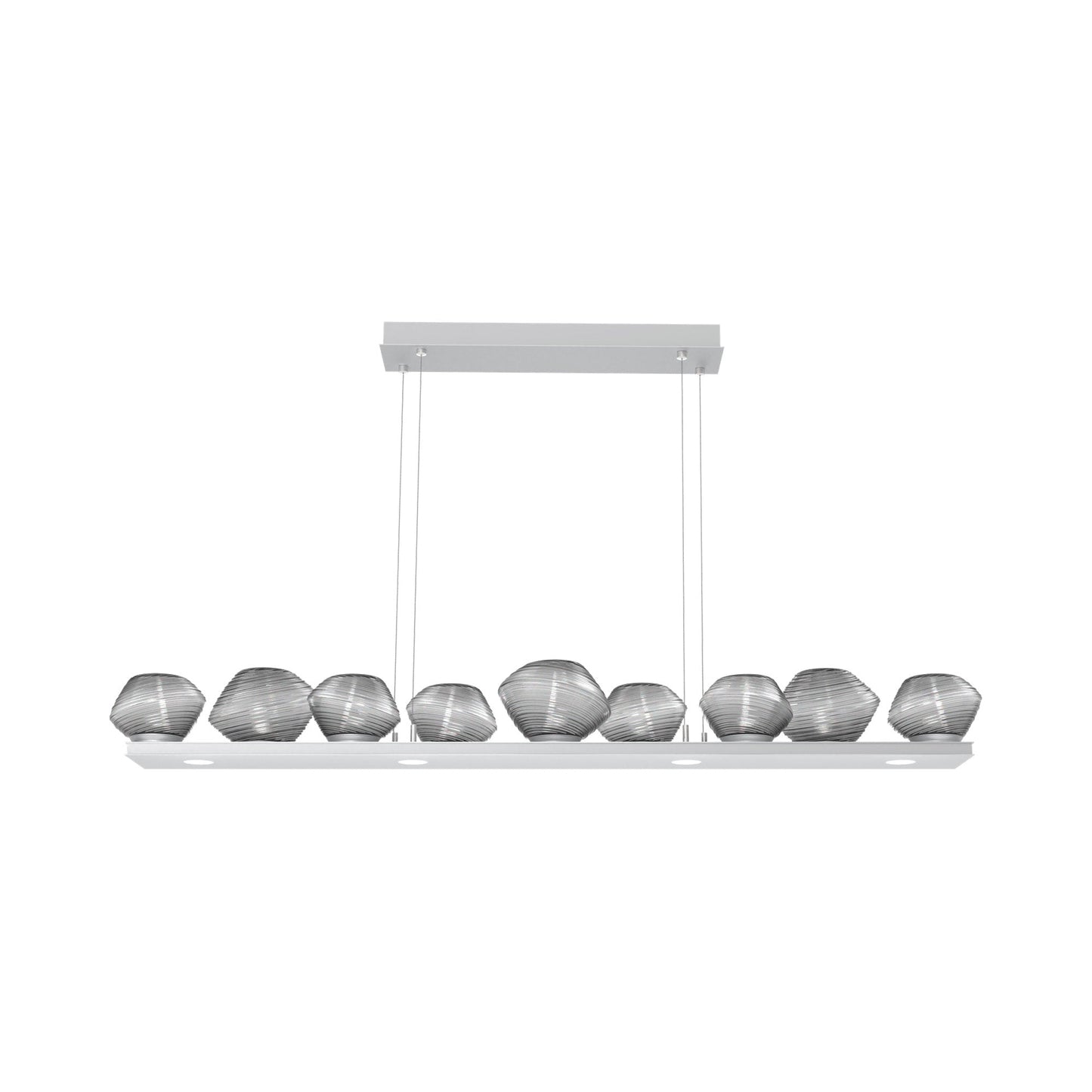Mesa Linear LED Chandelier in Classic Silver/Smoke Blown Glass (58.9-Inch).