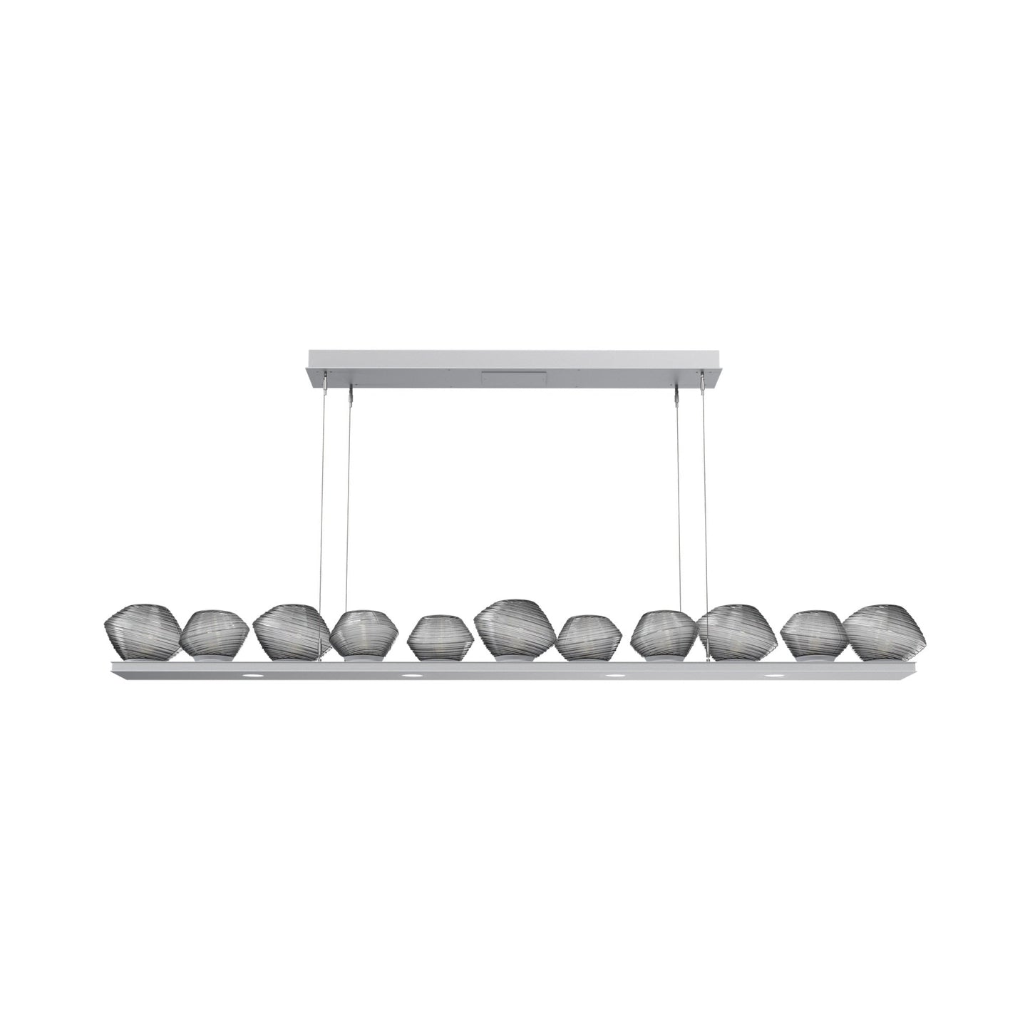 Mesa Linear LED Chandelier in Classic Silver/Smoke Blown Glass (75.5-Inch).