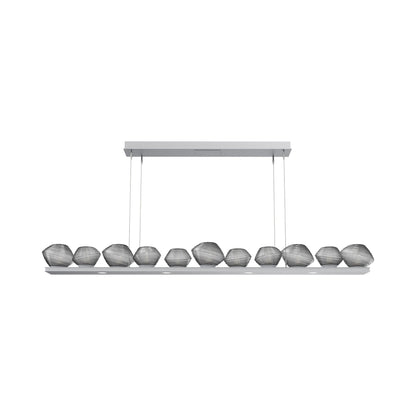 Mesa Linear LED Chandelier in Classic Silver/Smoke Blown Glass (75.5-Inch).