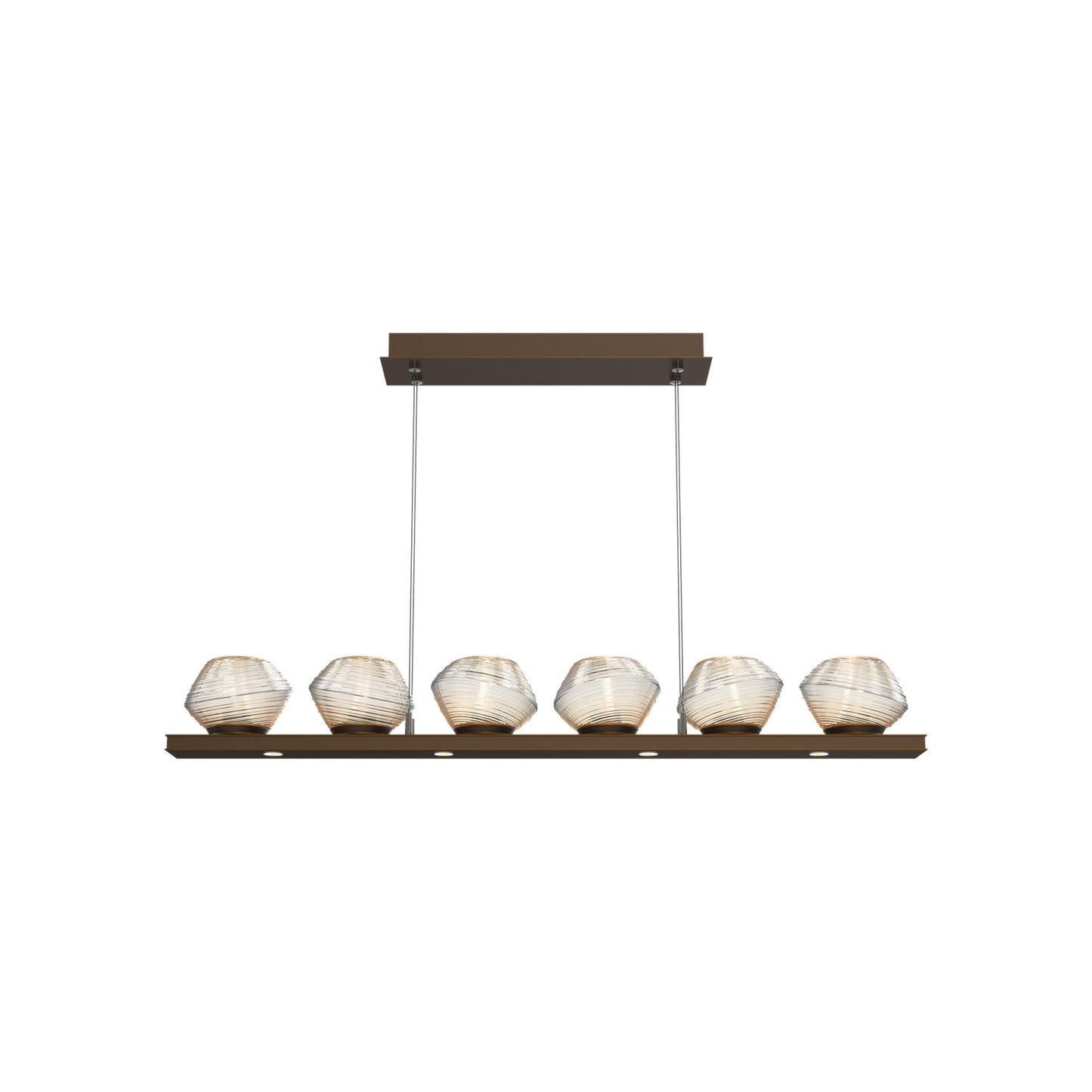 Mesa Linear LED Chandelier in Flat Bronze/Amber Blown Glass (44-Inch).