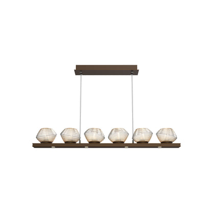 Mesa Linear LED Chandelier in Flat Bronze/Amber Blown Glass (44-Inch).