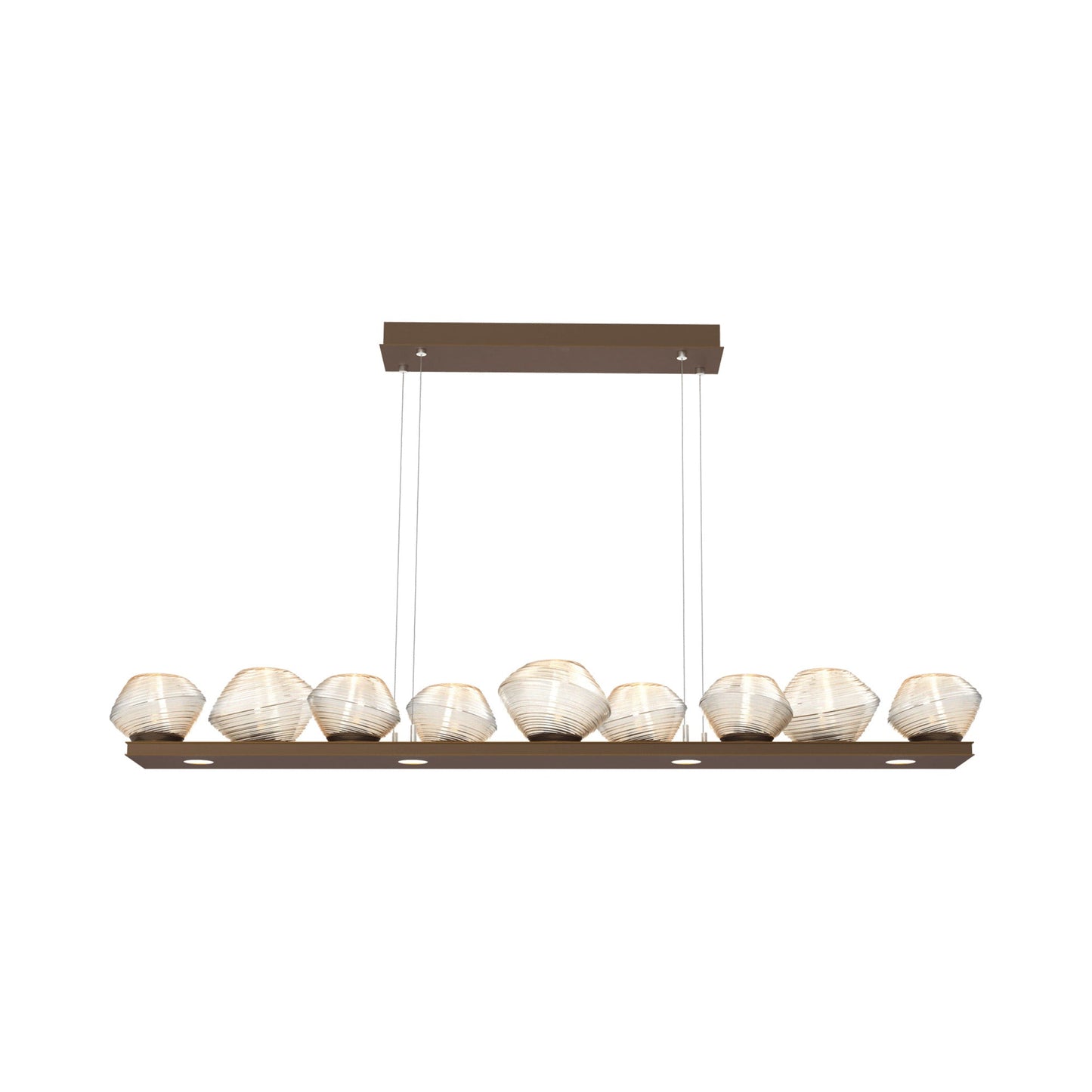 Mesa Linear LED Chandelier in Flat Bronze/Amber Blown Glass (58.9-Inch).