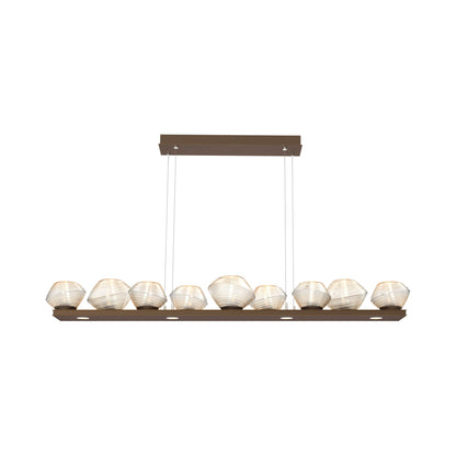 Mesa Linear LED Chandelier in Flat Bronze/Amber Blown Glass (58.9-Inch).