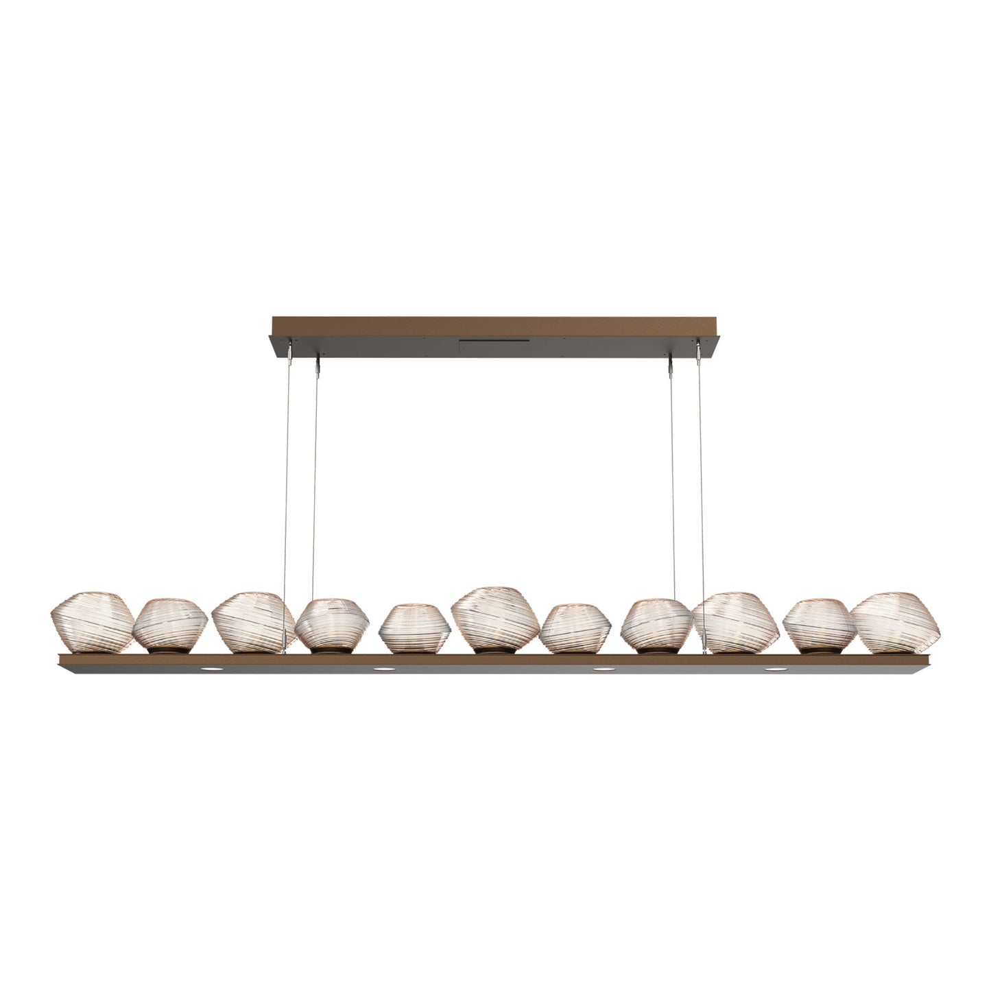 Mesa Linear LED Chandelier in Flat Bronze/Amber Blown Glass (75.5-Inch).