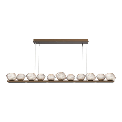 Mesa Linear LED Chandelier in Flat Bronze/Amber Blown Glass (75.5-Inch).