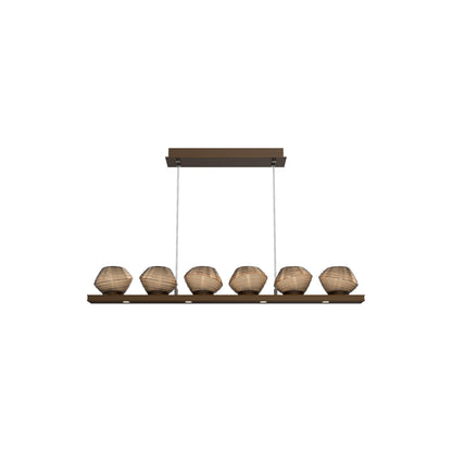 Mesa Linear LED Chandelier in Flat Bronze/Bronze Blown Glass (44-Inch).