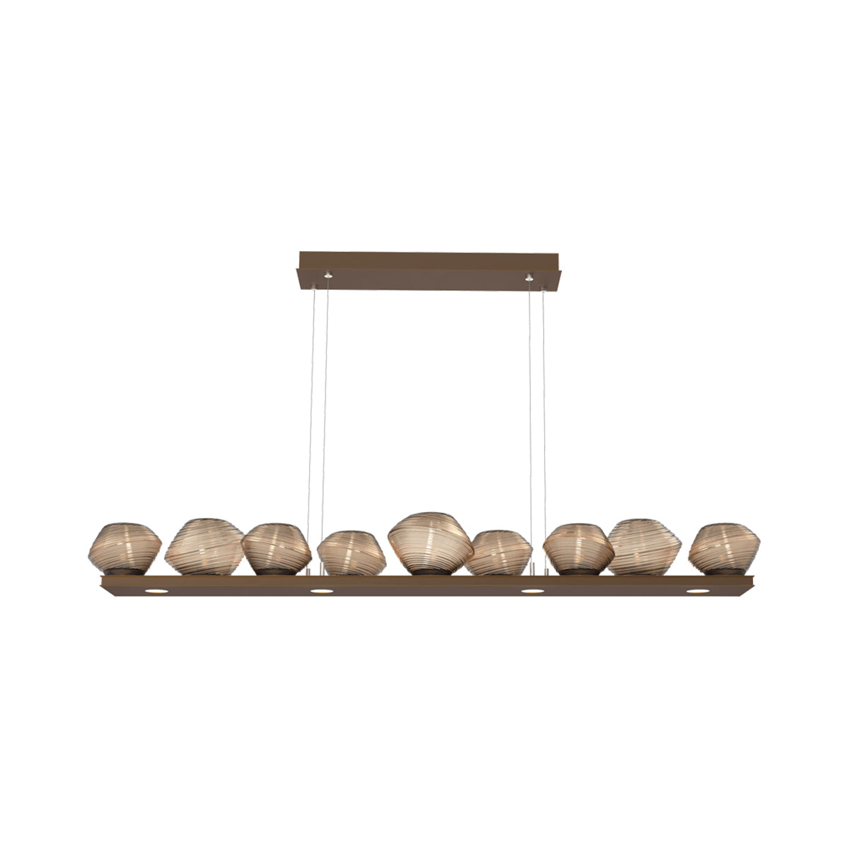 Mesa Linear LED Chandelier in Flat Bronze/Bronze Blown Glass (58.9-Inch).