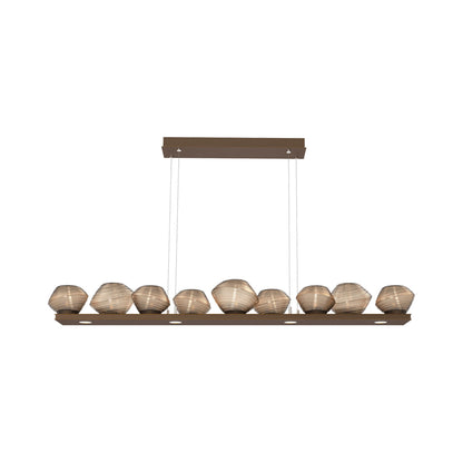 Mesa Linear LED Chandelier in Flat Bronze/Bronze Blown Glass (58.9-Inch).