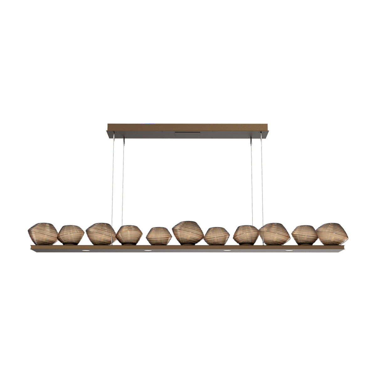 Mesa Linear LED Chandelier in Flat Bronze/Bronze Blown Glass (75.5-Inch).