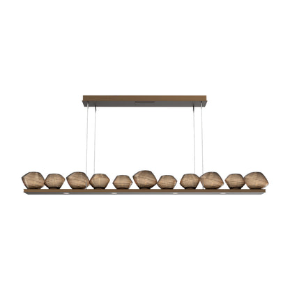 Mesa Linear LED Chandelier in Flat Bronze/Bronze Blown Glass (75.5-Inch).