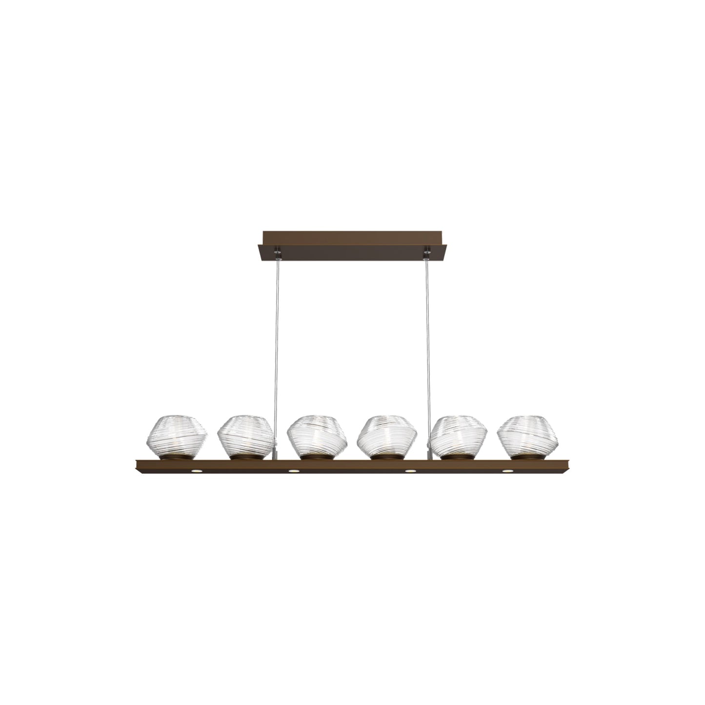 Mesa Linear LED Chandelier in Flat Bronze/Clear Blown Glass (44-Inch).