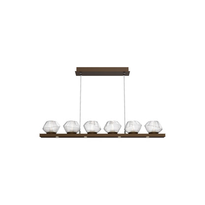 Mesa Linear LED Chandelier in Flat Bronze/Clear Blown Glass (44-Inch).
