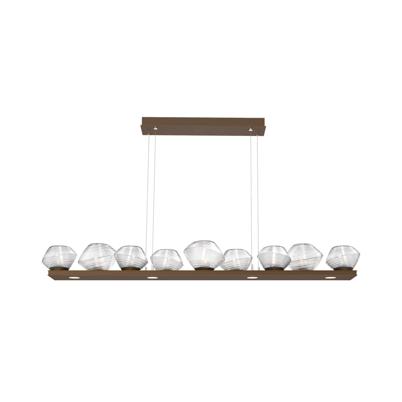 Mesa Linear LED Chandelier in Flat Bronze/Clear Blown Glass (58.9-Inch).