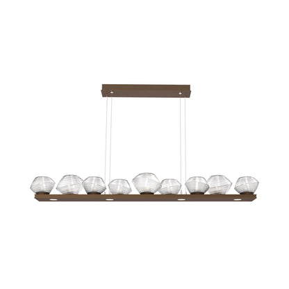 Mesa Linear LED Chandelier in Flat Bronze/Clear Blown Glass (58.9-Inch).