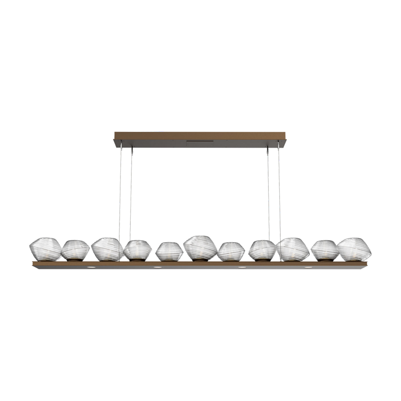 Mesa Linear LED Chandelier in Flat Bronze/Clear Blown Glass (75.5-Inch).