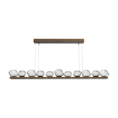 Mesa Linear LED Chandelier in Flat Bronze/Clear Blown Glass (75.5-Inch).