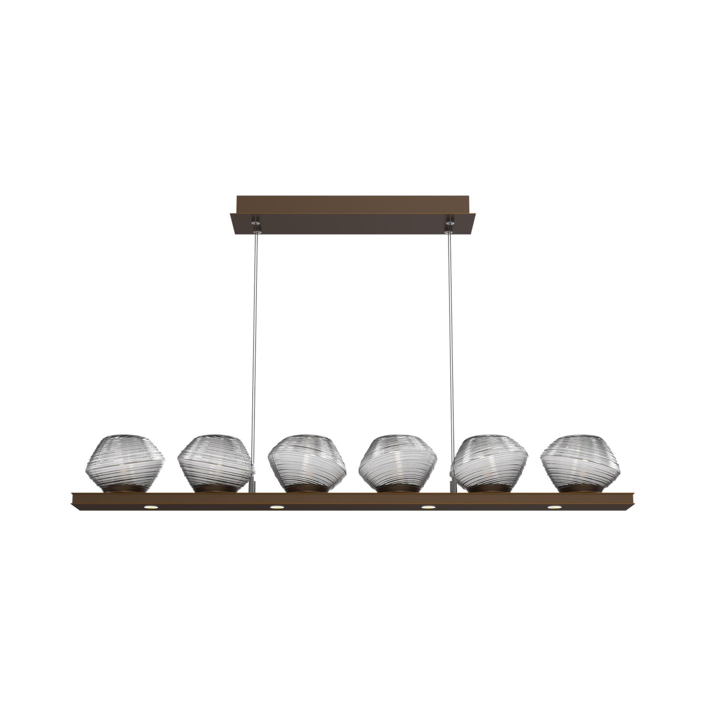 Mesa Linear LED Chandelier in Flat Bronze/Smoke Blown Glass (44-Inch).