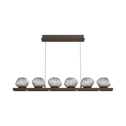 Mesa Linear LED Chandelier in Flat Bronze/Smoke Blown Glass (44-Inch).