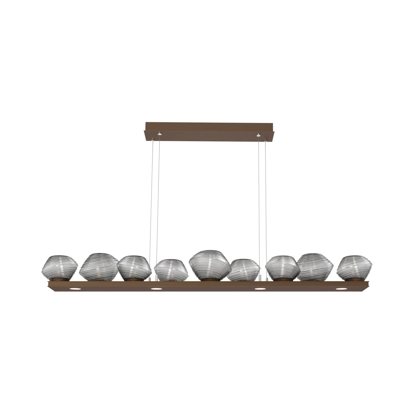 Mesa Linear LED Chandelier in Flat Bronze/Smoke Blown Glass (58.9-Inch).