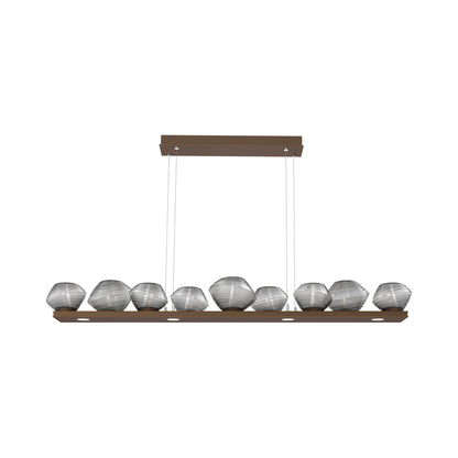 Mesa Linear LED Chandelier in Flat Bronze/Smoke Blown Glass (58.9-Inch).