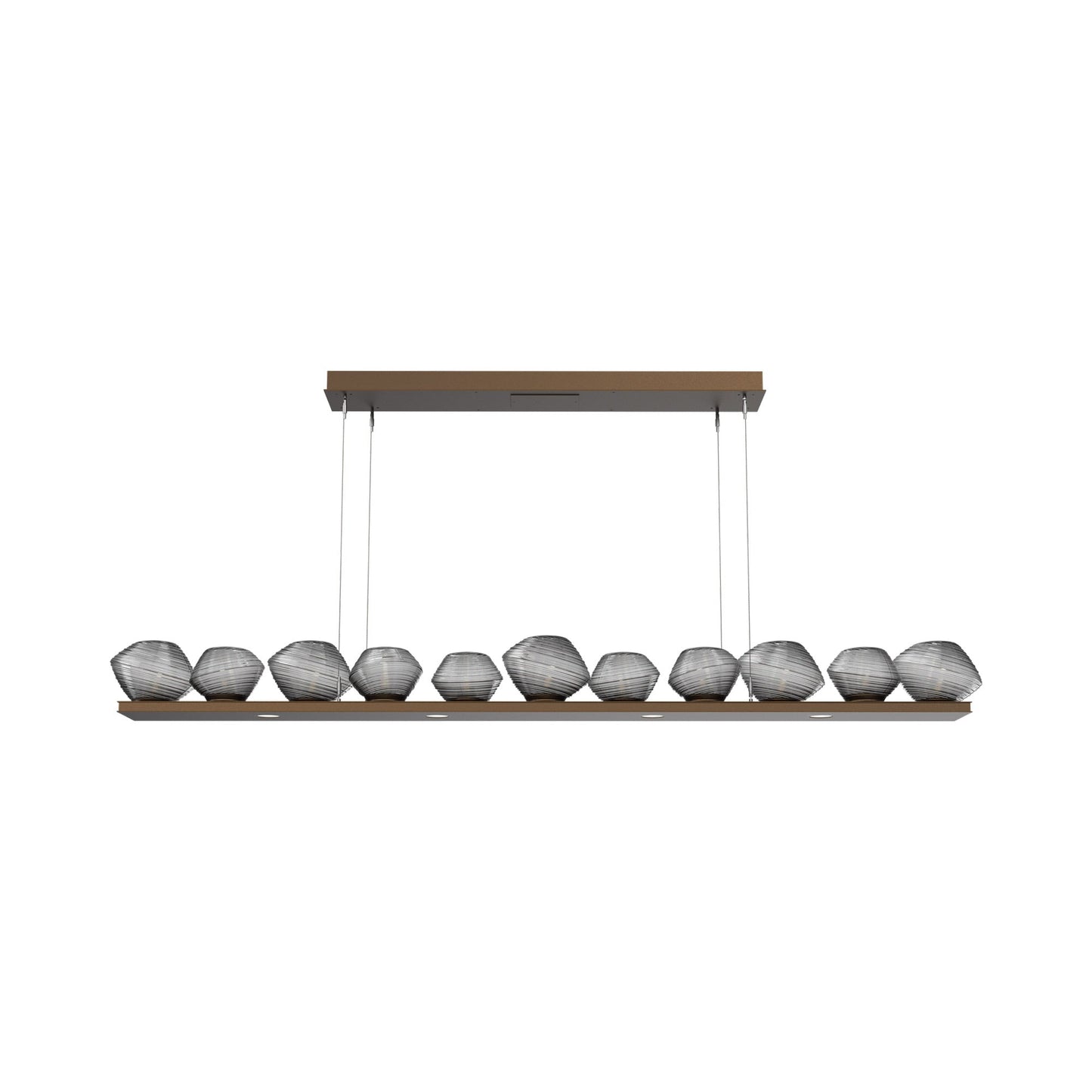 Mesa Linear LED Chandelier in Flat Bronze/Smoke Blown Glass (75.5-Inch).