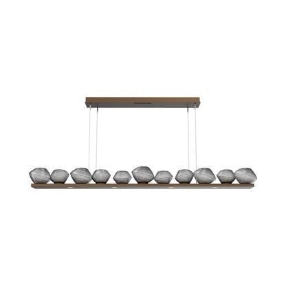 Mesa Linear LED Chandelier in Flat Bronze/Smoke Blown Glass (75.5-Inch).