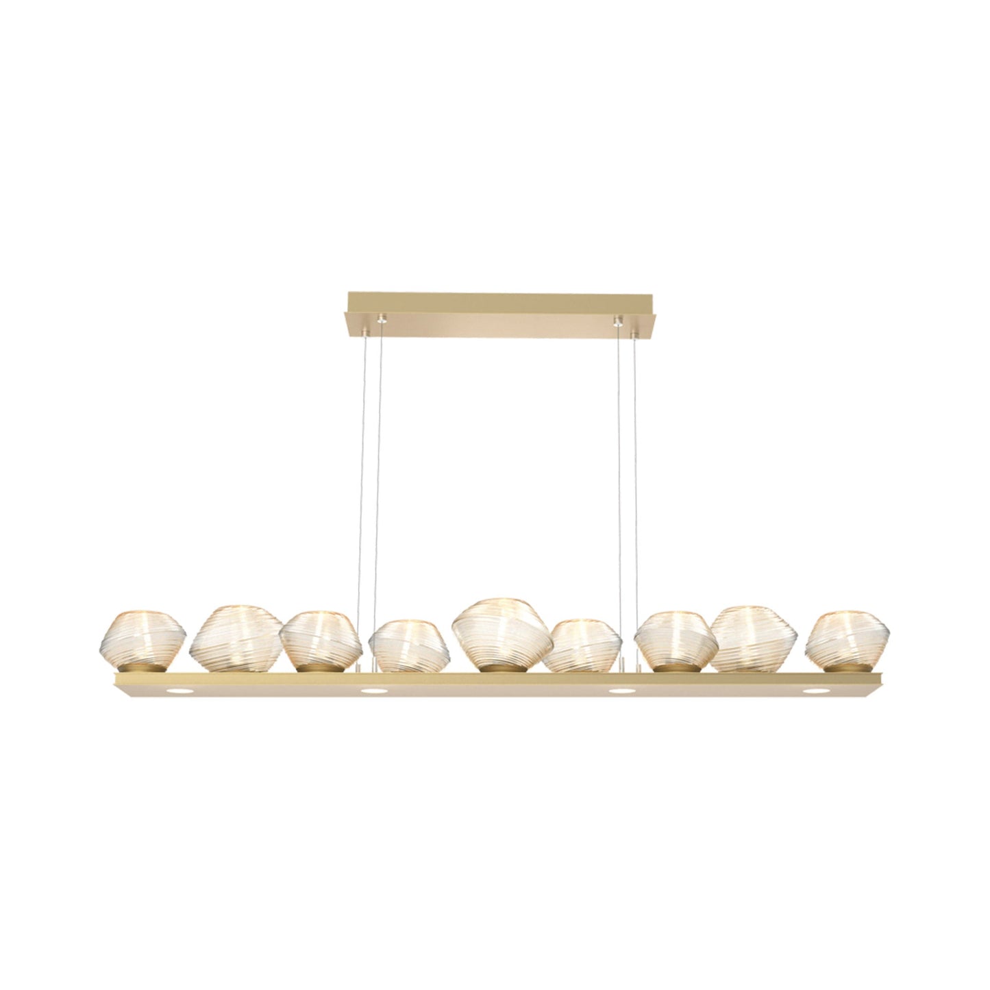 Mesa Linear LED Chandelier in Gilded Brass/Amber Blown Glass (58.9-Inch).