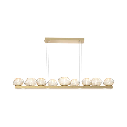 Mesa Linear LED Chandelier in Gilded Brass/Amber Blown Glass (58.9-Inch).