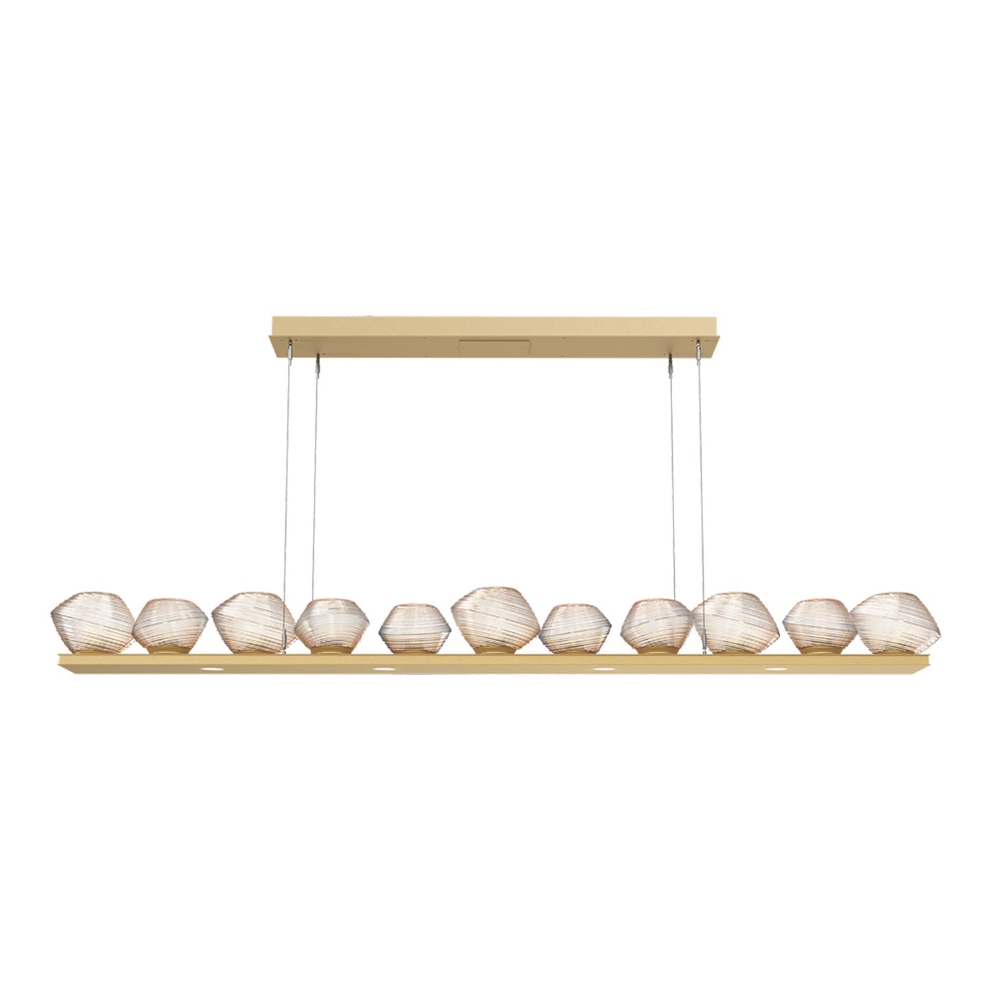 Mesa Linear LED Chandelier in Gilded Brass/Amber Blown Glass (75.5-Inch).