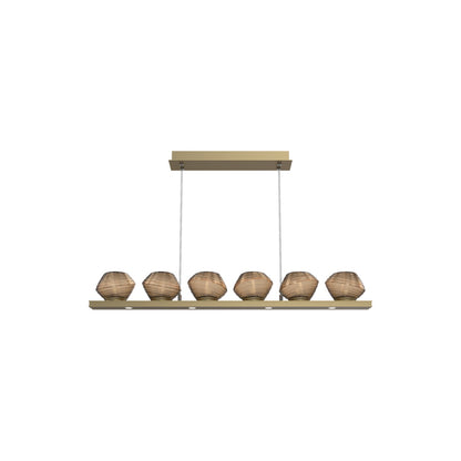 Mesa Linear LED Chandelier in Gilded Brass/Bronze Blown Glass (44-Inch).