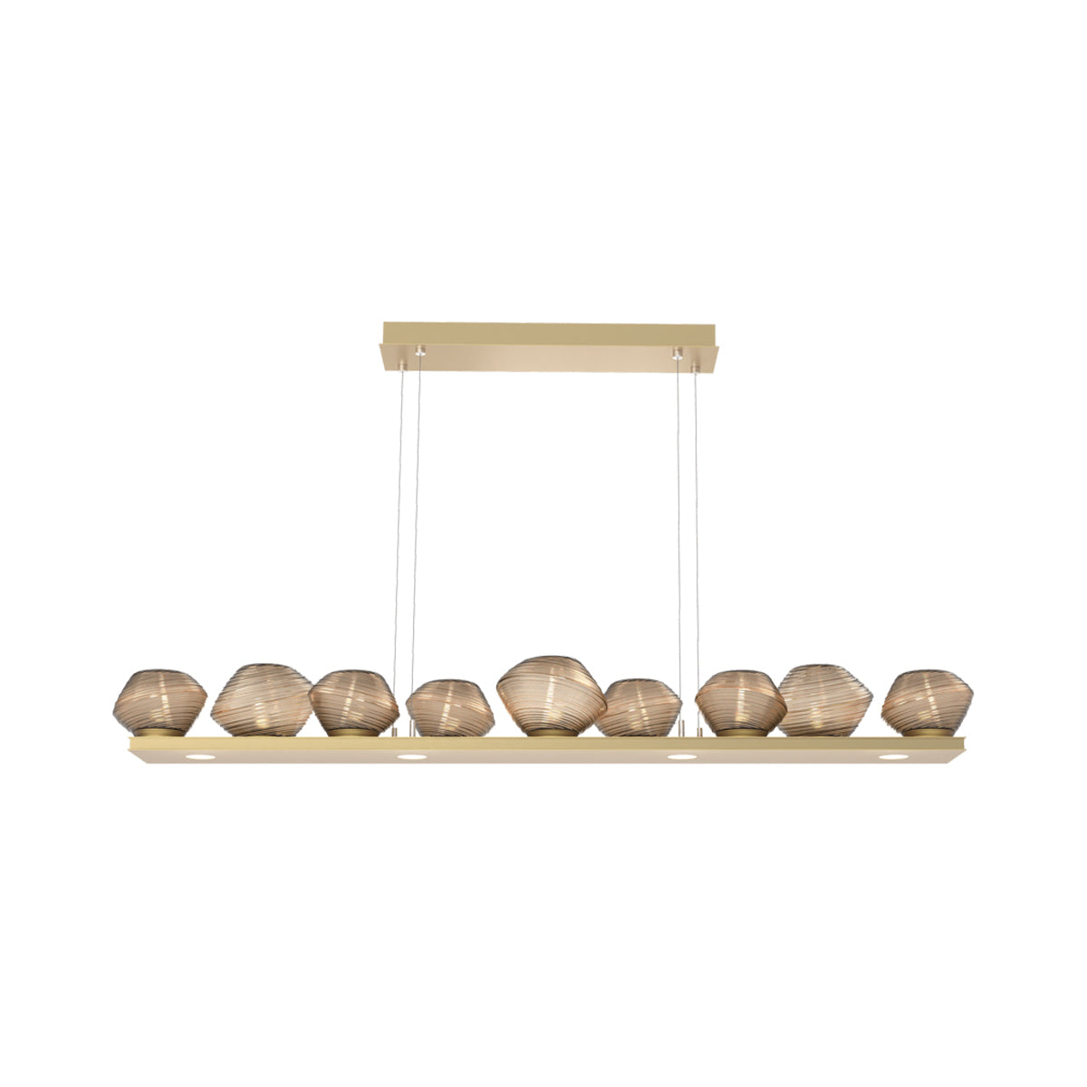 Mesa Linear LED Chandelier in Gilded Brass/Bronze Blown Glass (58.9-Inch).