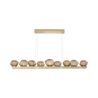 Mesa Linear LED Chandelier in Gilded Brass/Bronze Blown Glass (58.9-Inch).